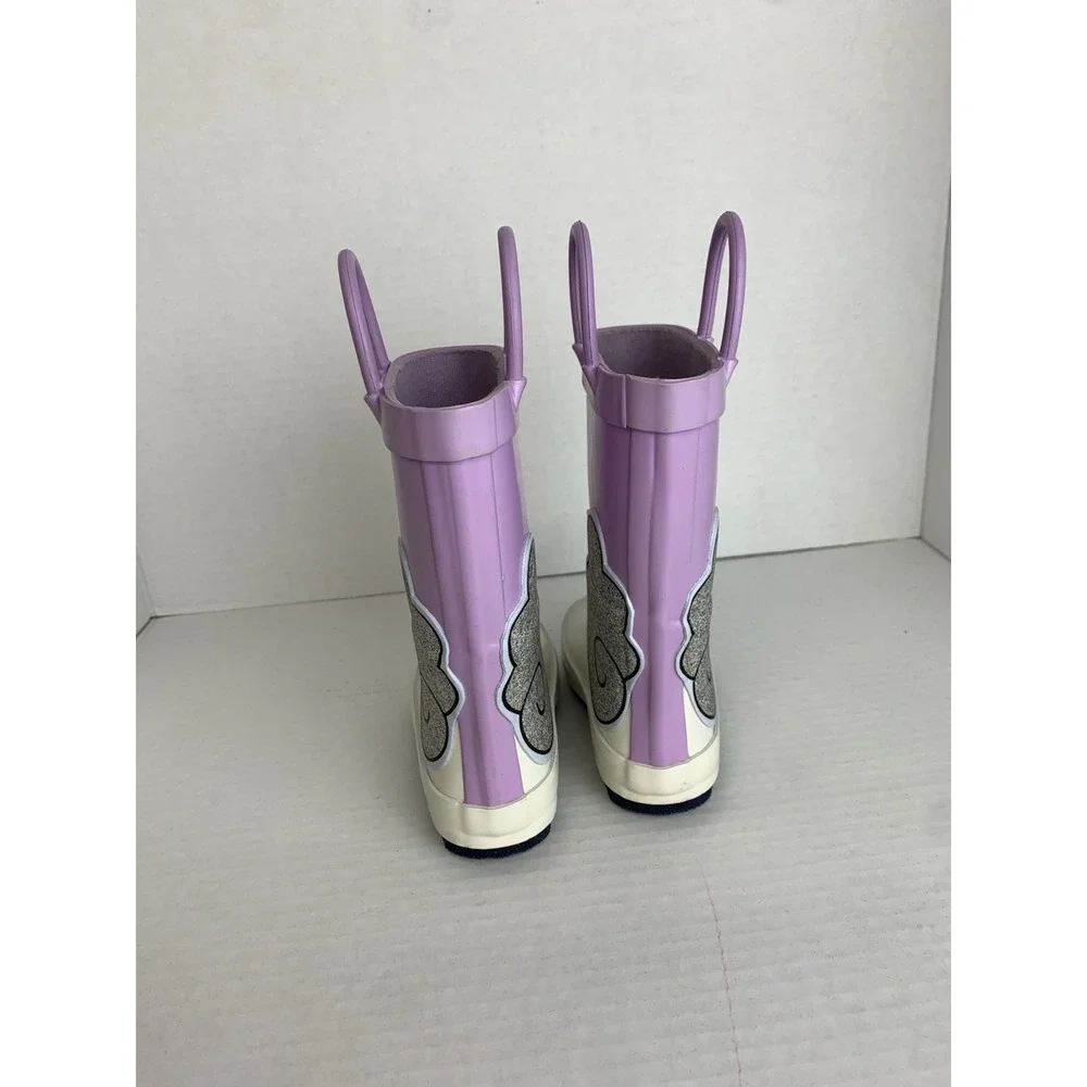Cat & Jack Toddler Girls Unicorn Rain Boots Purple White Glitter Size‎ 5